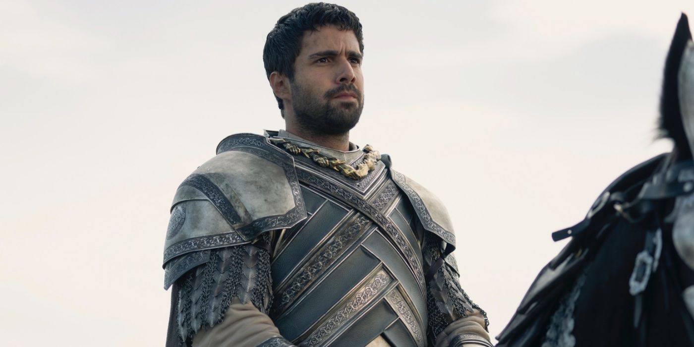 Ser Criston Cole (actor Fabien Frankel) on a horse on House of the Dragon Season 2.