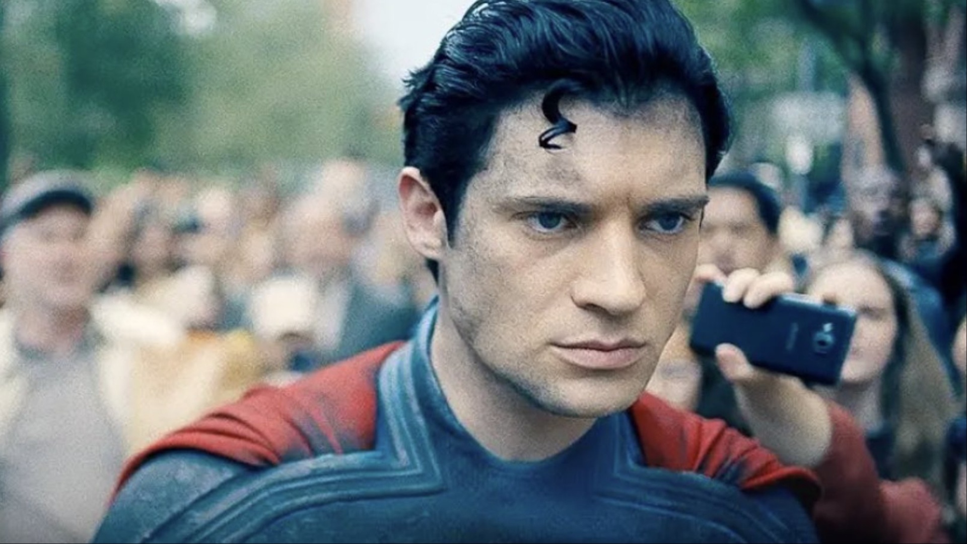 Superman walks with a concerned look on his face in Superman.