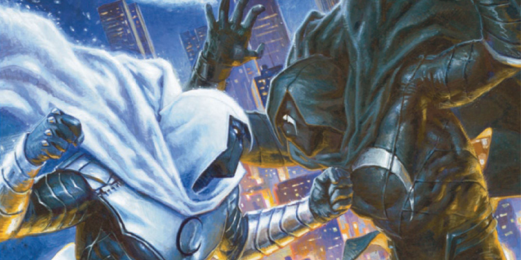 Two Moon Knights, one white and one black, face off against each other
