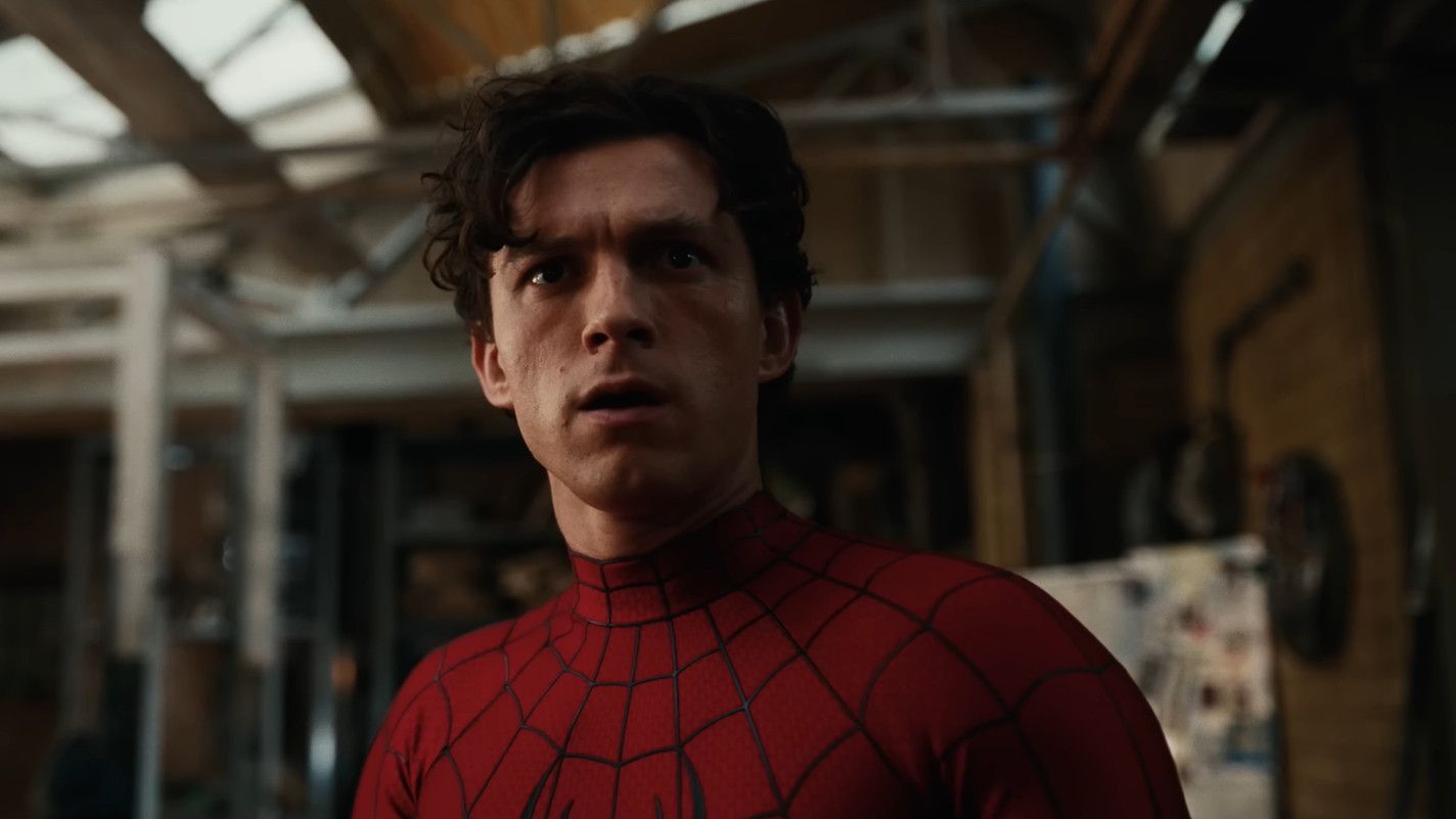 Tom Holland as Peter Parker looking confused in Spider-Man: Brand New Day