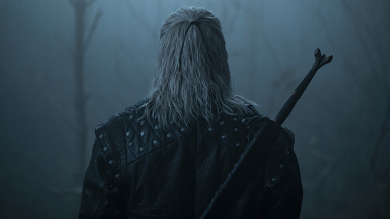 Geralt of Rivia showing off his sword on The Witcher