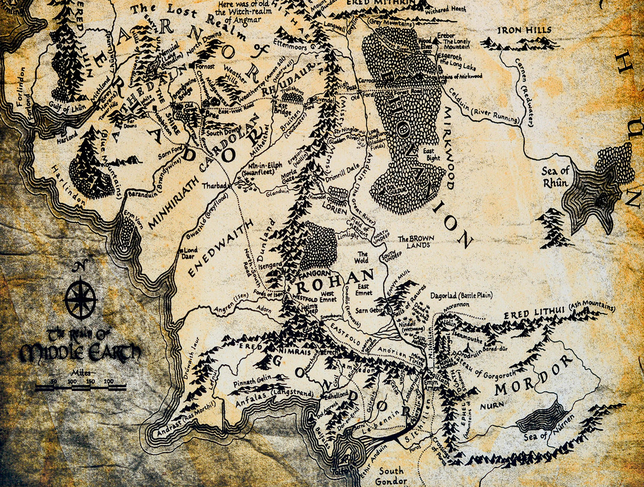 Middle Earth map by Tolkien