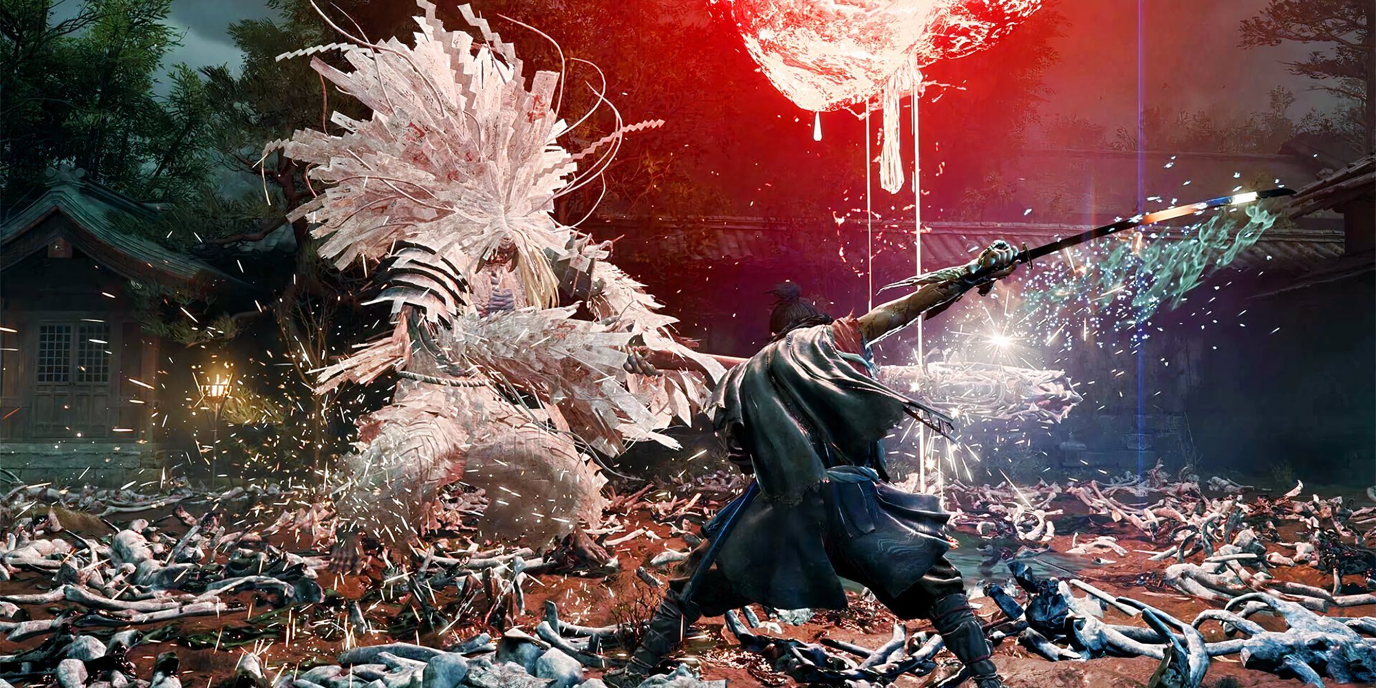 A man slashing a monster with his sword