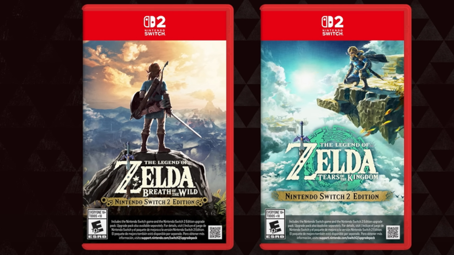 Game cards for Switch 2 editions of Zelda