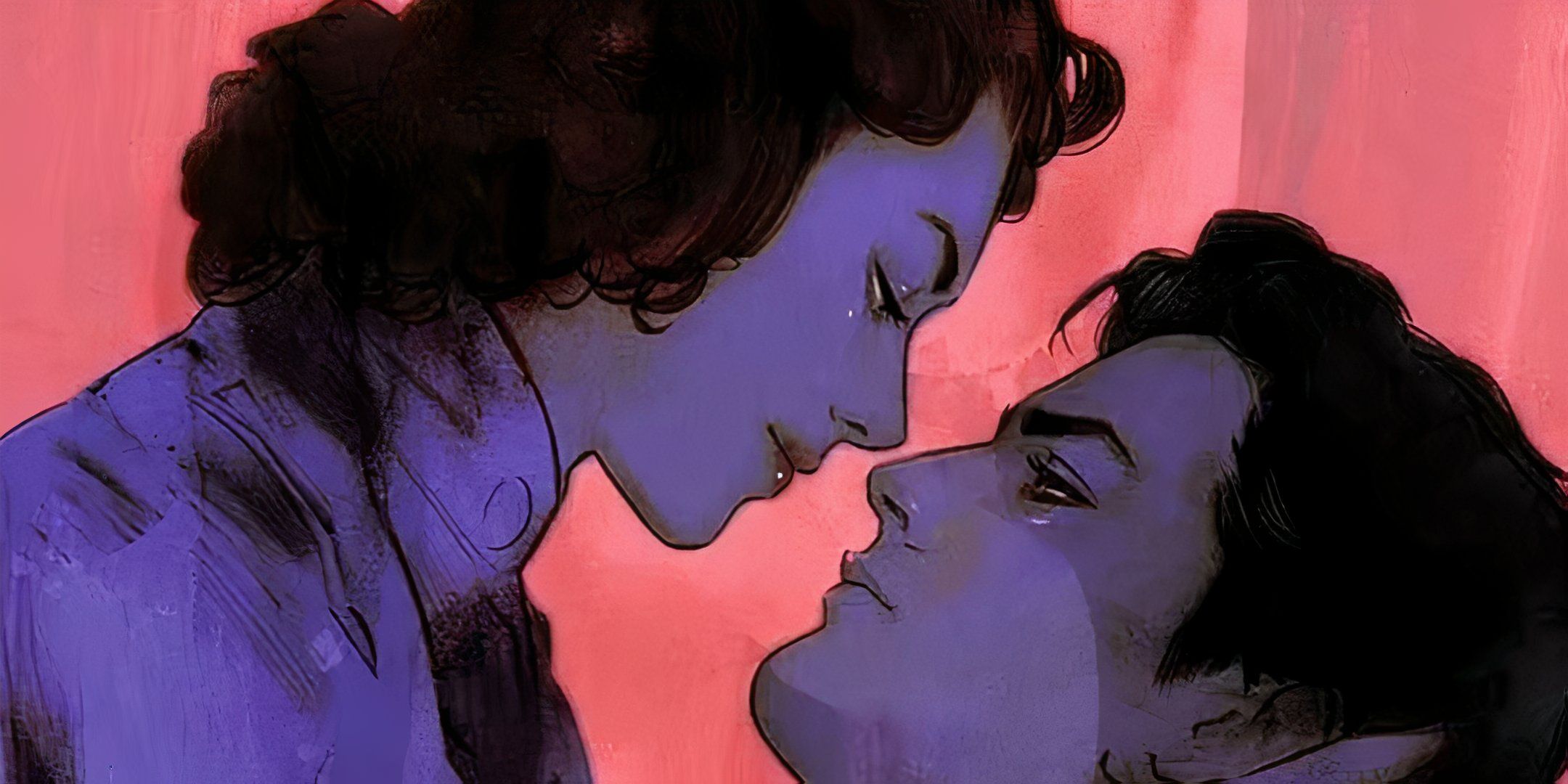 Two characters about to kiss in Love Everlasting
