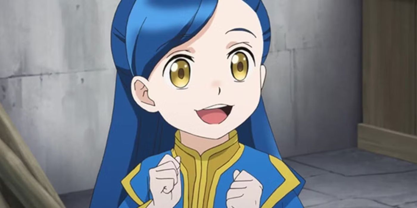 Myne smiling in Ascendance Of A Bookworm