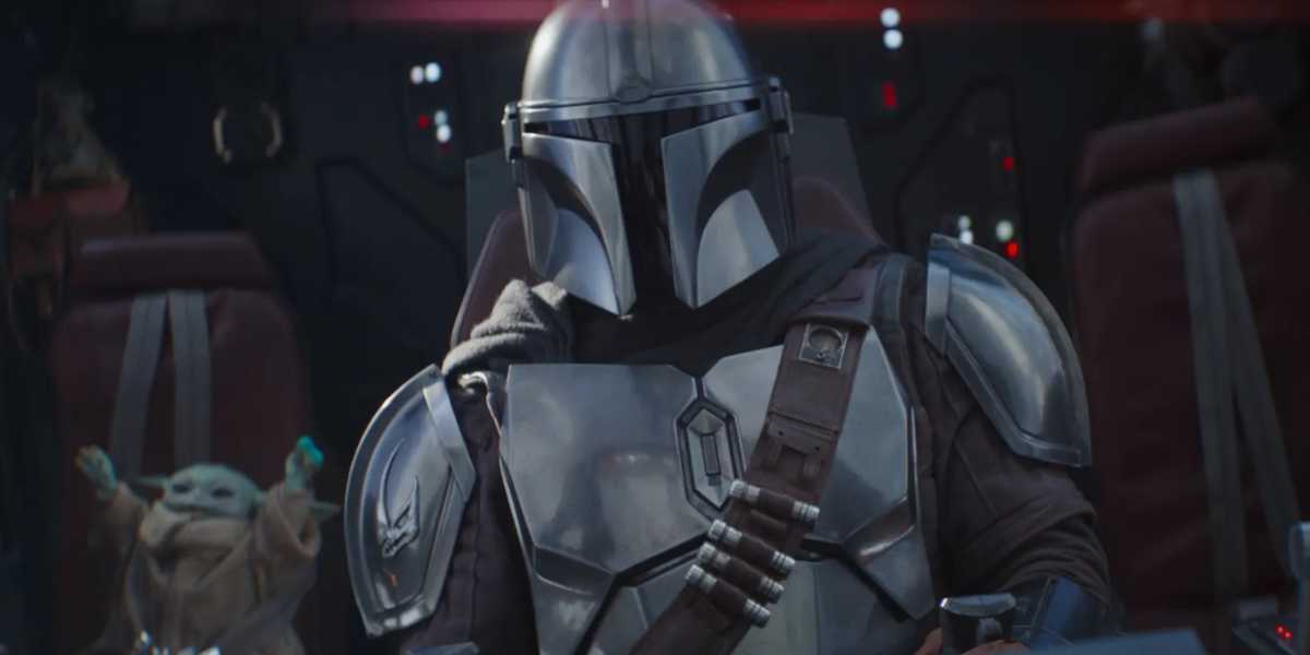 The Mandalorian and Grogu in the cockpit