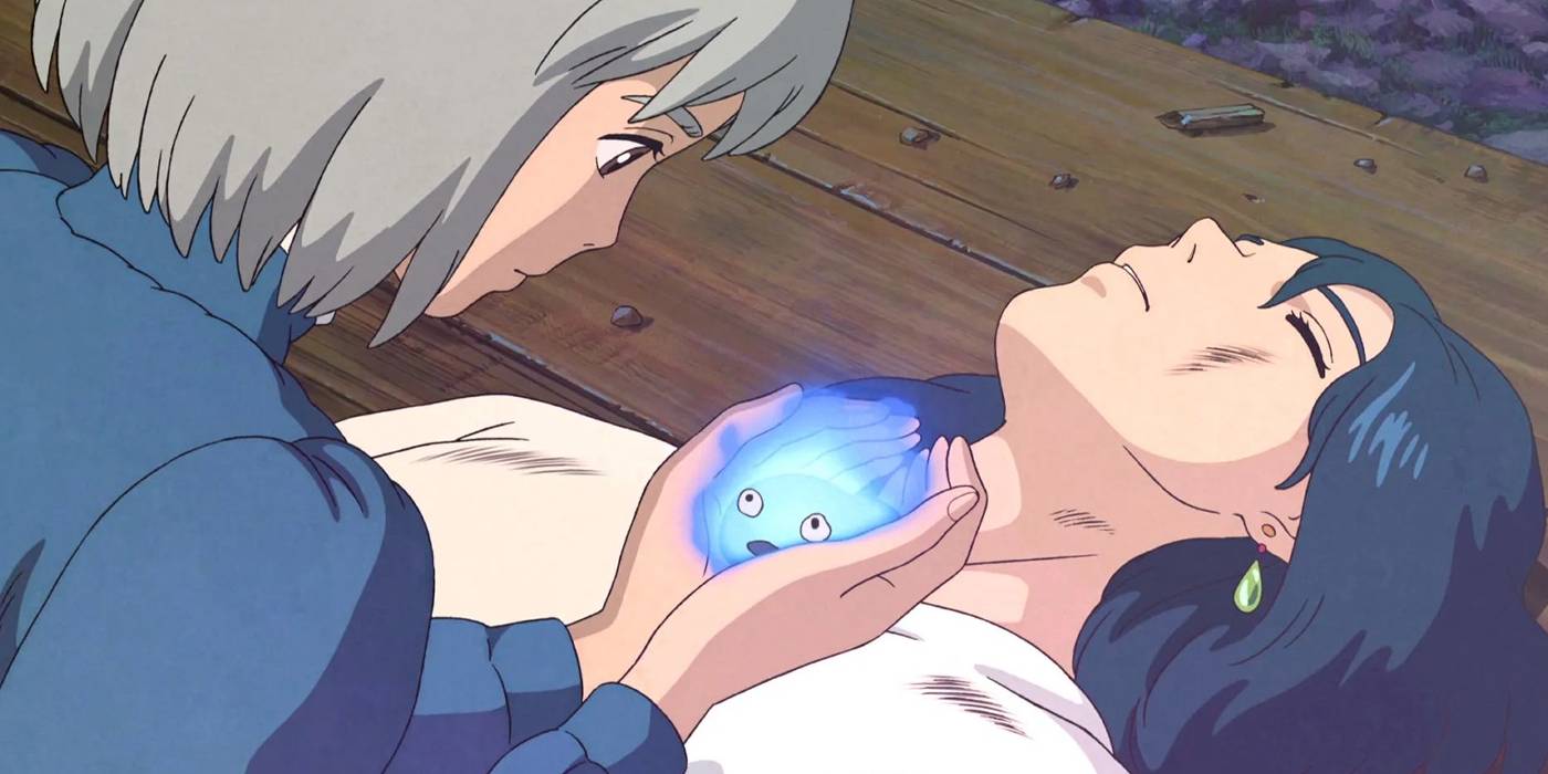 Sophie giving back Howl's heart in Howl's Moving Castle