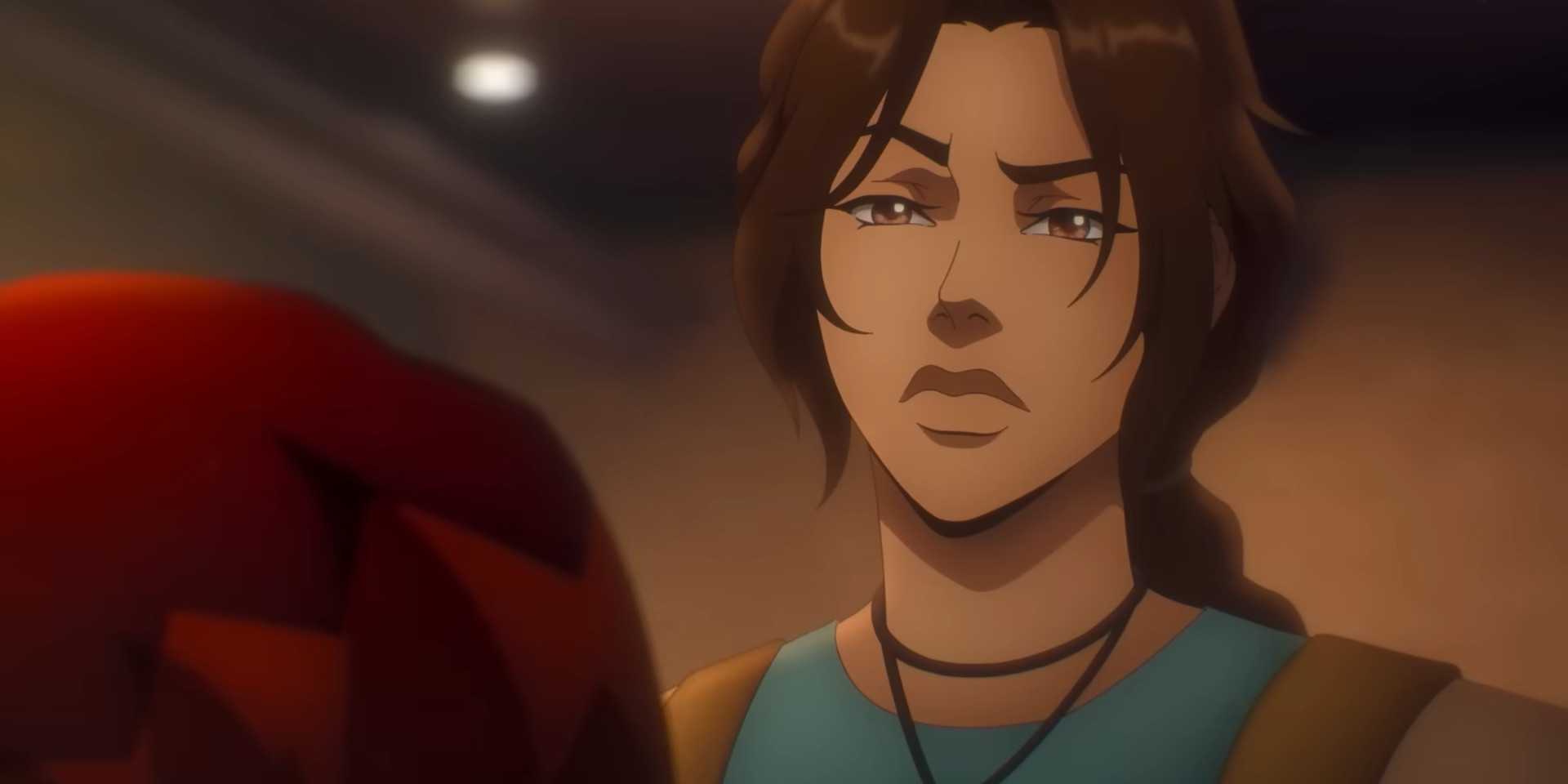 Lara Croft raising eyebrow in Tomb Raider: The Legend of Lara Croft